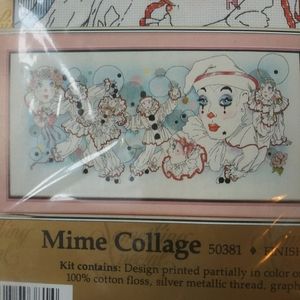 Cross Stitch Kit Mime Collage - NWT Vintage